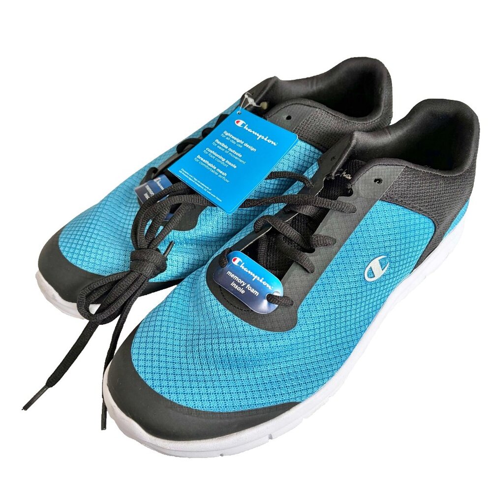 NWT Champion Men's Size 13 Memory Foam Athletic Sneakers Blue Black Mesh Running